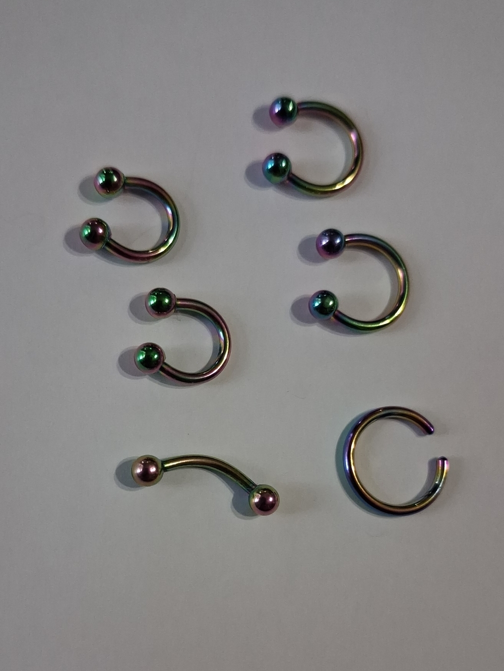 Iridescent Rainbow Anodized Body Jewelry Set